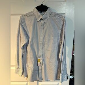 Roundtree & Yorke Men's Blue Striped Dress Shirt